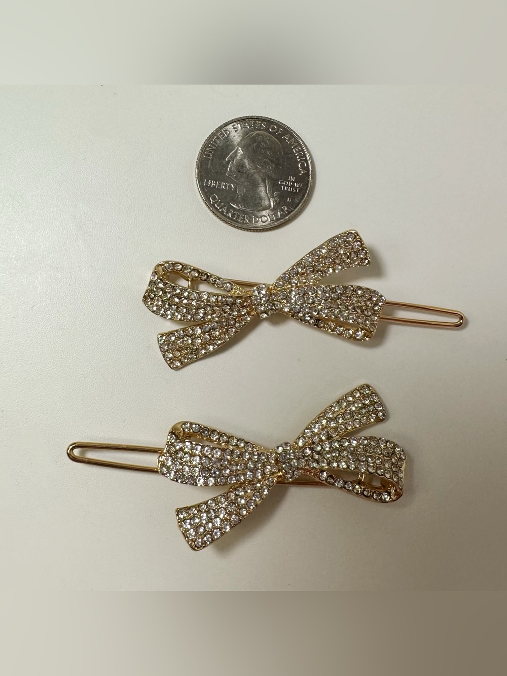 Two Rhinstone Gold-tone Hair Clips - Picture 6 of 6